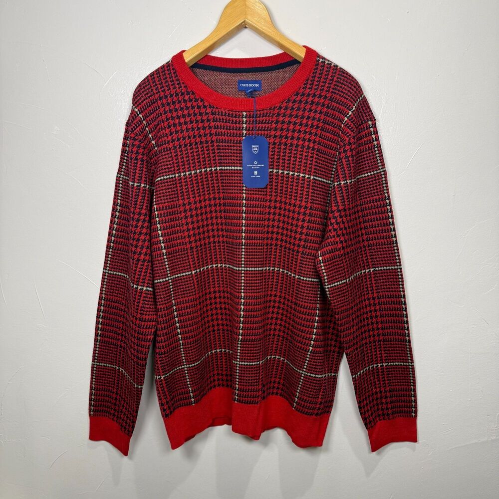 Red Herringbone Merino Wool Blend Sweater NWT Size XL Club Room